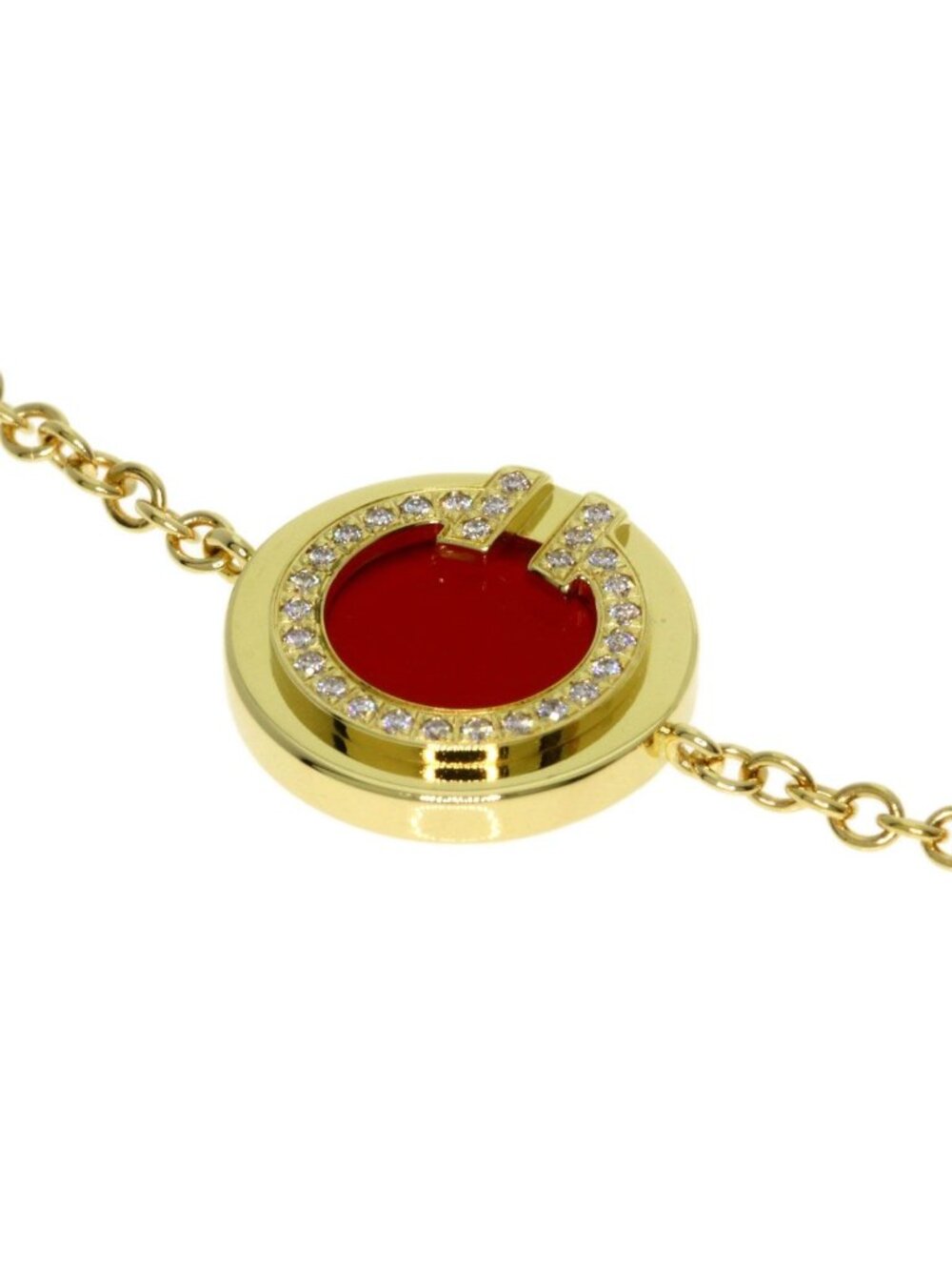 Tiffany & Co T Two Circle Carnelian Diamond Bracelet 18k Yellow Gold